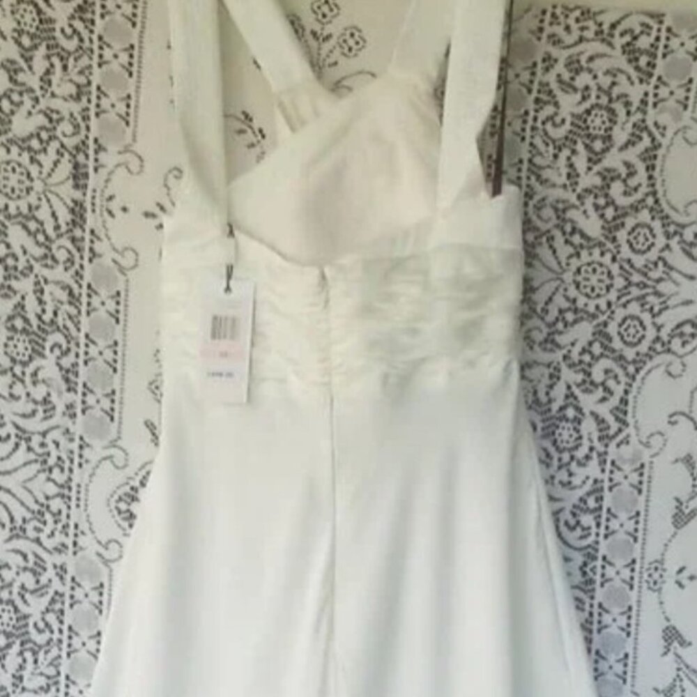 Calvin Klein Long Ivory Satin Gown w/embellished straps Size: 10 NWT - Picture 2 of 8